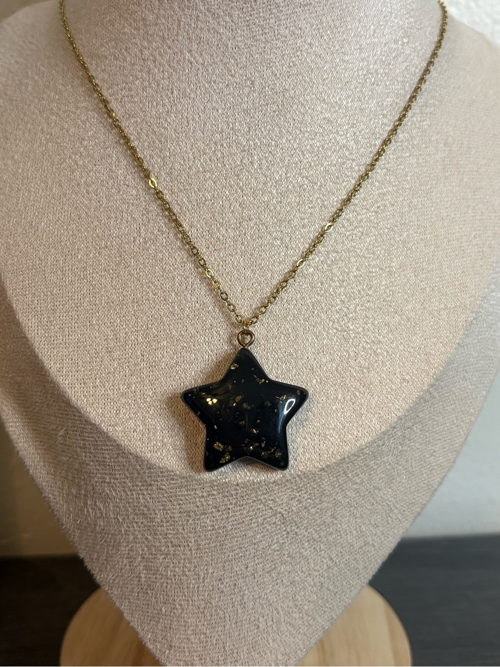 Handmade Black/Gold Star Necklace